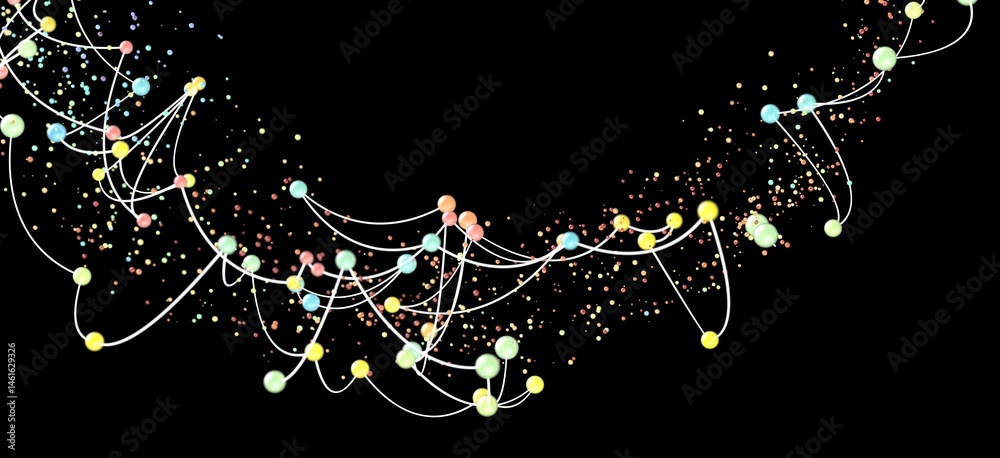 Poster Abstract background with colorful nodes and connections. Perfect for technology, network, or connection concepts.