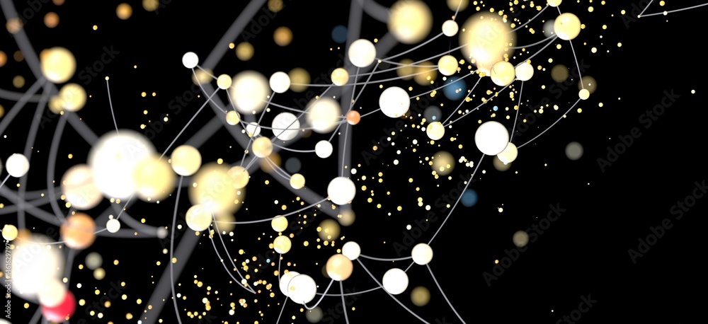 Poster Modern abstract background image featuring glowing nodes connected by lines, ideal for technology and network concepts.
