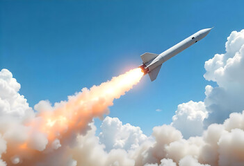 Missile Launching Through Clear Blue Sky During the Day