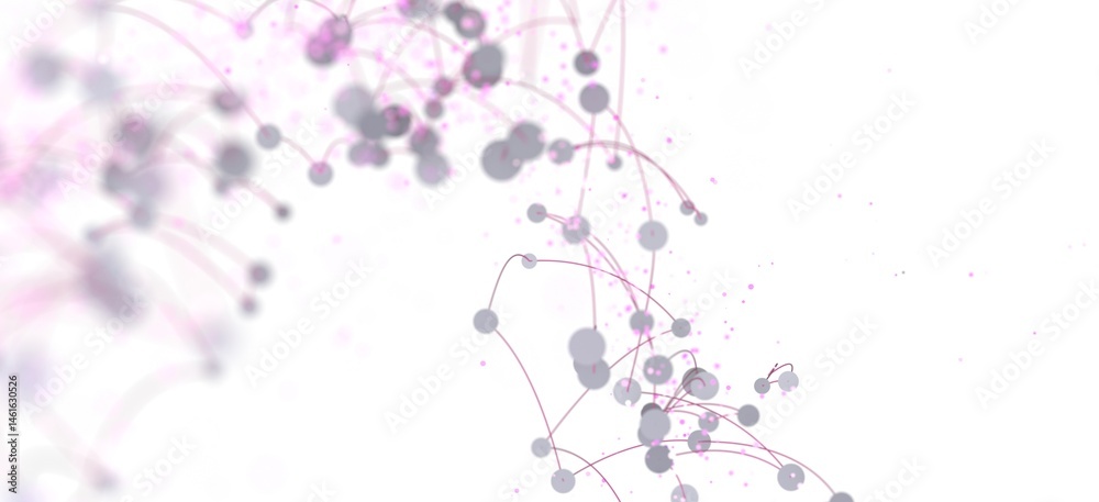 Poster Beautiful abstract background image featuring interconnected nodes and lines in soft pink and grey tones. Perfect for technology, network, or connection co