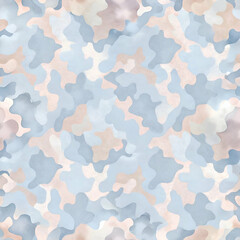 Abstract Watercolor Blue Camouflage Seamless Pattern