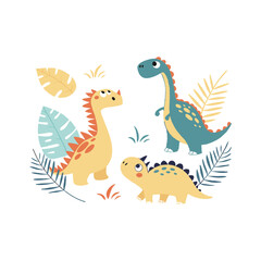 vector illustration of a dragon and dinosaur