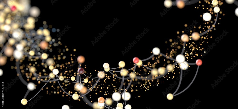 Aufkleber 3D render of glowing spheres connected by lines, ideal for technology, network, or connection concepts.