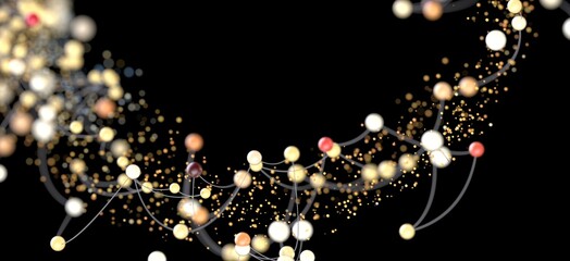 3D render of glowing spheres connected by lines, ideal for technology, network, or connection concepts.