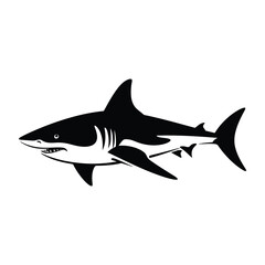 Obraz premium Great white shark logo concept black silhouette