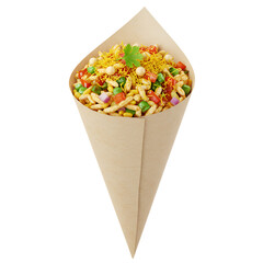 Kolkata‑Style Bhel Puri in a Paper Cone &ndash; Tangy Street Chaat Illustration