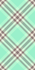 Satin background texture vector, 20s pattern textile seamless. Retro check plaid fabric tartan in light and mint colors.