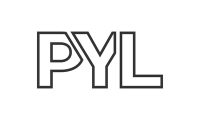 PYL logo design template with strong and modern bold text. Initial based vector logotype featuring simple and minimal typography. Trendy company identity.