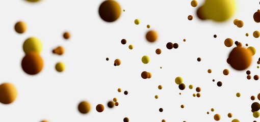 Floating spheres, abstract background, brown gold colors, design element.