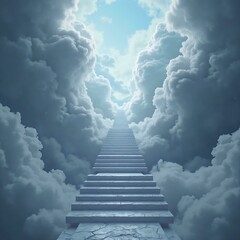 Surreal Staircase to Another Dimension in the Clouds

