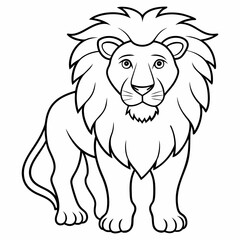 Fototapeta premium Black and White Lion Illustration . Powerful King of the Jungle