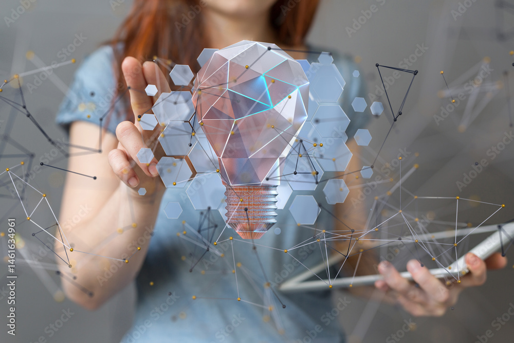 Aufkleber Neural network 3D illustration. Big data and cybersecurity - neural network exposure digital