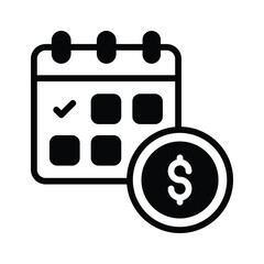 Visually engaging icon of due payment designed in glyph style