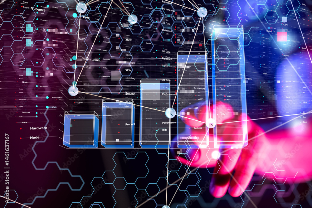 Poster diagram futuristic wave, futuristic data stream