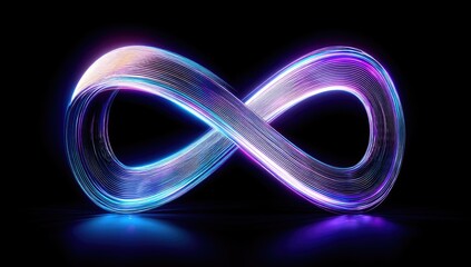 Infinity symbol, glowing neon, vibrant colors, abstract design