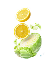 ice cubes and mint leaves isolated on white background