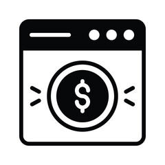A well designed premium glyph icon of online money website