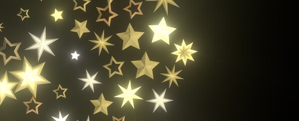 Twinkling Christmas Trail: Exquisite 3D Illustration of Falling Festive Starry Traces