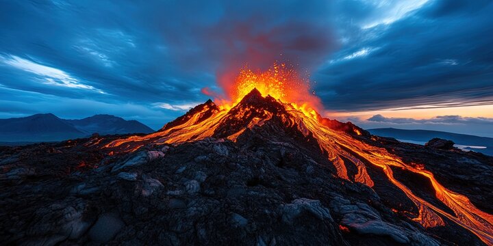 photo of ambrym island erupting