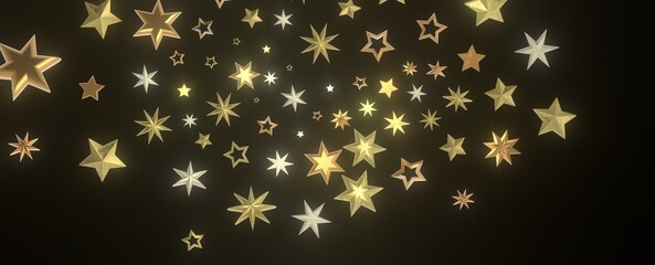 XMAS A gray whirlwind of golden snowflakes and stars. New