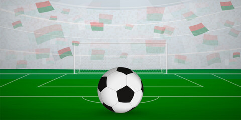 Malagasy Football Arena Full of Fans with National Flags, Sports Event Illustration.