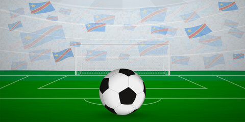 Obraz premium DR Congolese Football Arena Full of Fans with National Flags, Sports Event Illustration.