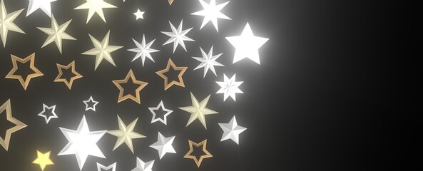 Plummeting Christmas Sparkles: Captivating 3D Illustration of Descending Holiday Star Glitters