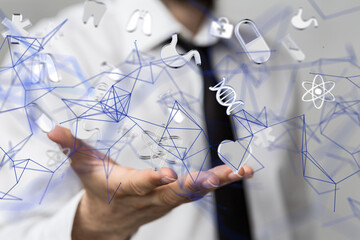 digital medical futuristic interface 3D rendering - neural network exposure digital