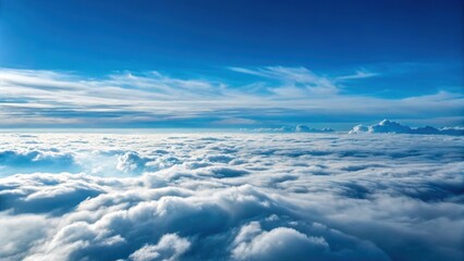 Expansive view of clouds with a bright blue sky, creating a serene and tranquil atmosphere.