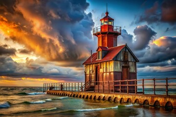 South Pier Light, Ottawa Beach, Holland, Michigan - Urban Exploration Photography