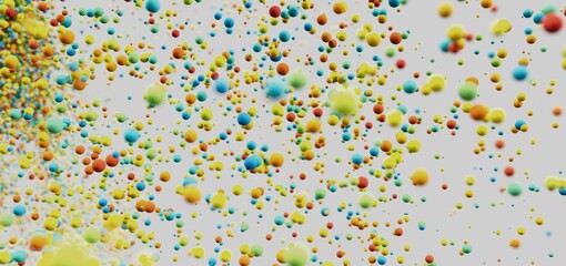 Abstract background with colorful spheres floating in white space. Ideal for presentations or websites.