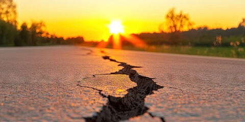 earthquake causing large fault in ground, tectonic plates 