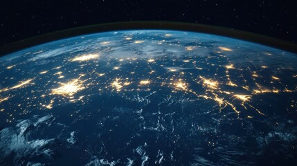 Fototapeta premium Earth at night, illuminated cities (2)