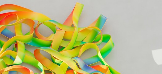 Vibrant rainbow ribbons intertwined, creating a dynamic and colorful abstract image. Perfect for...