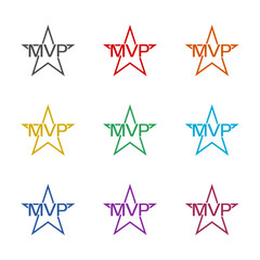 MVP star icon isolated on white background. Set icons colorful
