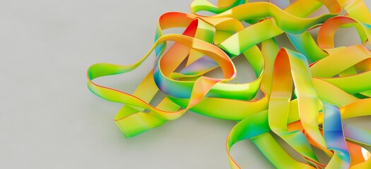 Vibrant, iridescent ribbons create a dynamic, abstract composition. Perfect for modern designs.