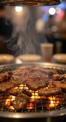 Korean BBQ: Sizzling Beef on Charcoal Grill