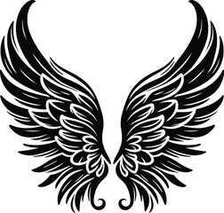 Obraz premium Angel Wings Vector Illustration in Tattoo Style – Hand Drawn Design