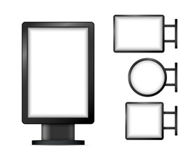 Street sign hanging mounted illuminated lightbox isolated on transparent background. realistic empty blank mockup template. Vector