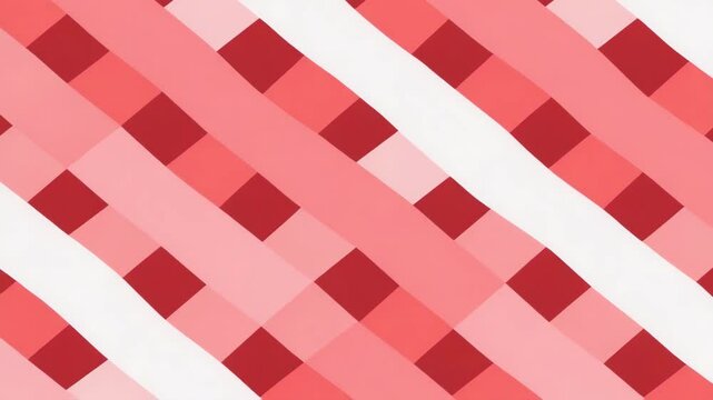 Overlapping light and dark red stripes create a modern geometric pattern across the entire visual field.