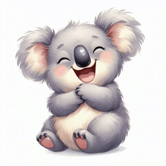  Eucalyptus Chuckle koala laughing happily isolated watercolor vector illustration svg © Arun168