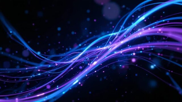 Futuristic Glowing Fiber Optic Cables - Neon Data Flow 4K Loop