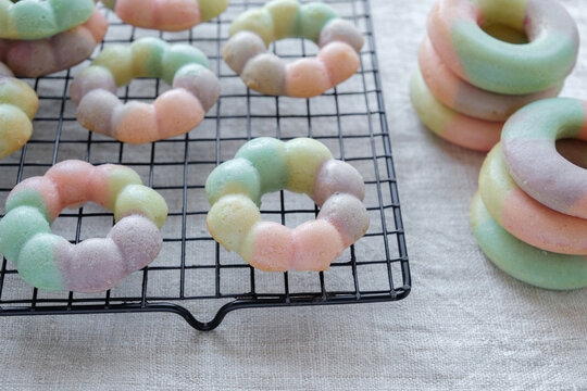 Homemade rainbow donuts - Powered by Adobe