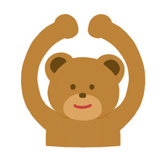 丸のポーズの熊のイラスト