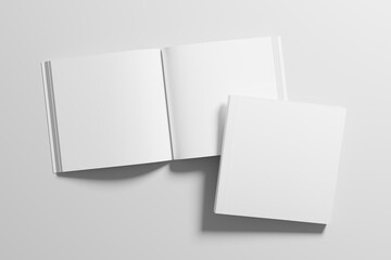 Square Softcover Book 3D Rendering White Blank Mockup