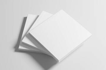 Square Softcover Book 3D Rendering White Blank Mockup