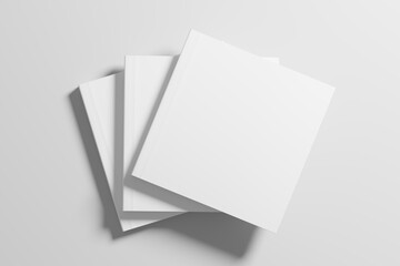 Square Softcover Book 3D Rendering White Blank Mockup
