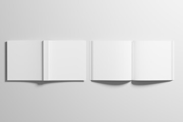 Square Softcover Book 3D Rendering White Blank Mockup
