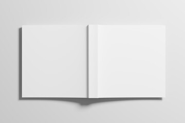 Square Softcover Book 3D Rendering White Blank Mockup