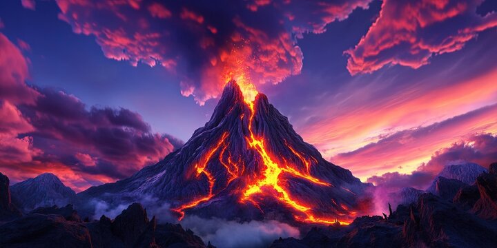 photo of mount tambora erupting -